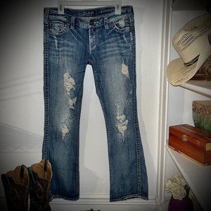 SILVER JEANS “Frances” Distressed Flare Boot Cut Women's Size 31x32